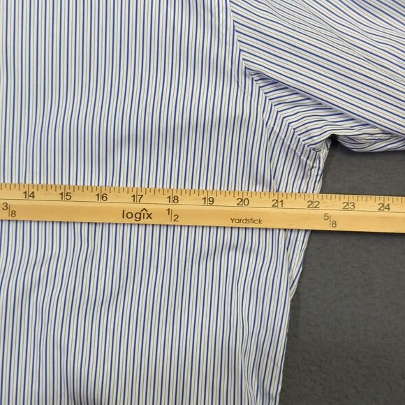 Eton Shirt Mens 16.5 42 Blue Striped Contemporary Cotton Long Sleeve French Cuff - Picture 5 of 10